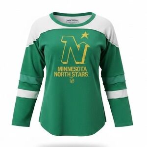 NHL Vintage Hockey Minnesota North‎ Stars Green Long Sleeve Shirt Womens Size S